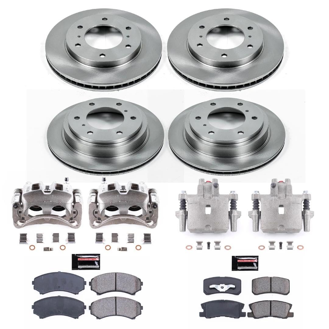 Power Stop KCOE2755 Brake Caliper Kit Replacement Front and Rear - Brake Rotor, Brake Pads & Calipers For Mitsubishi Montero 2001-2006 [Model Specific]