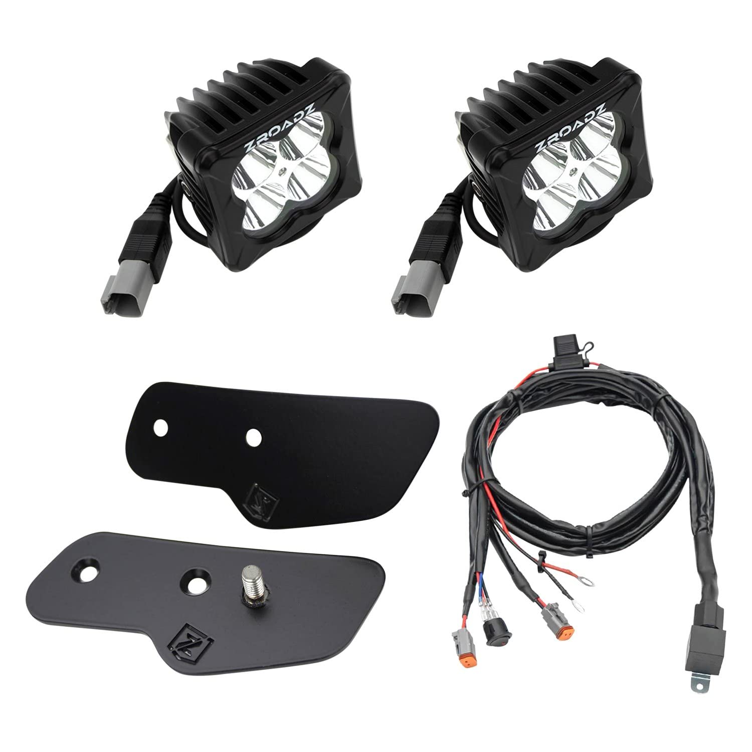 Zroadz A Pillar LED Bracket to Mount, (2) Lights, Pair and Wiring Harness Fits Ford Bronco Z365401-KIT2