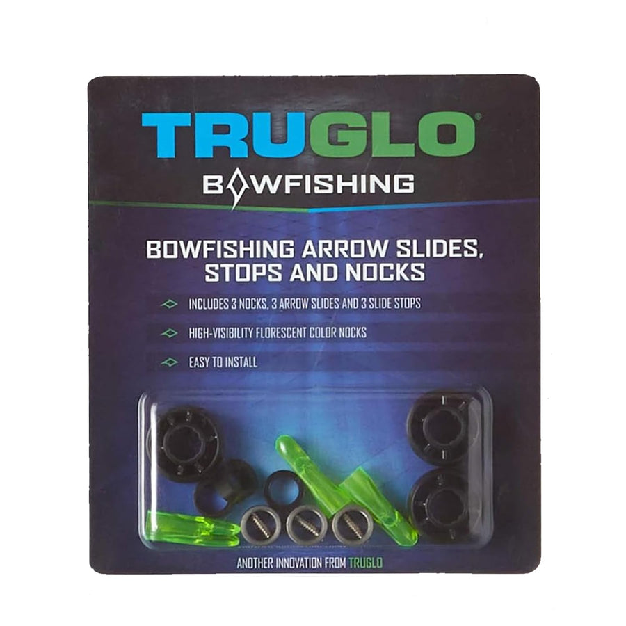 Bowfishing Slide Safety System TRUGLO for Arrow - Preventing Potential Accidents Includes 3 Nocks, 3 Arrow Slides & 3 Slide Stops