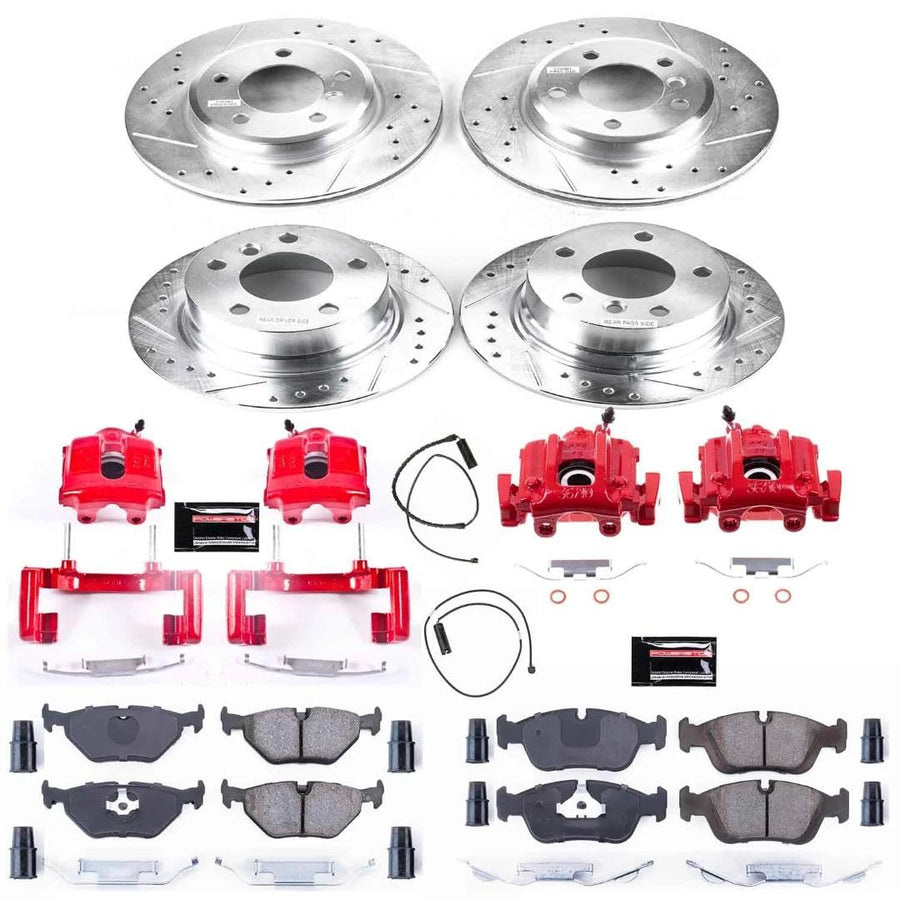 Power Stop KC870 Evolution Sport Caliper Kit-Drilled/Slotted Rotors, Carbon Ceramic Brake Pads, Front and Rear Calipers For BMW Z3 2001-2002 [Model Specific]