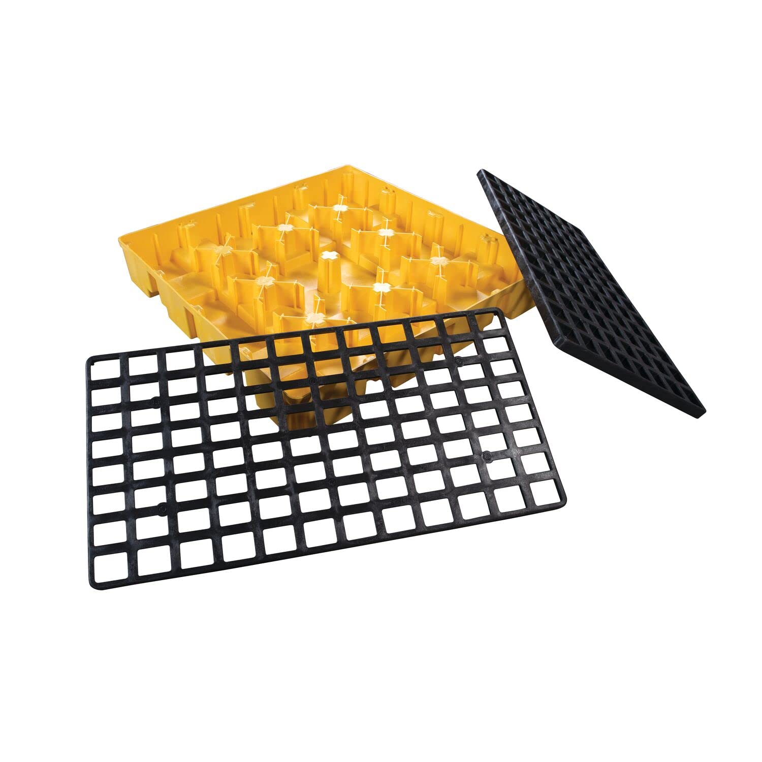 4 Eagle Drum Spill Containment Pallet with Drain and Forklift Pockets, 51.5"x51.5"x8", 66 Gallon Sump, 8,000 lbs. Load Capacity Secondary Containment Pallet, Made in USA, Yellow, 1645