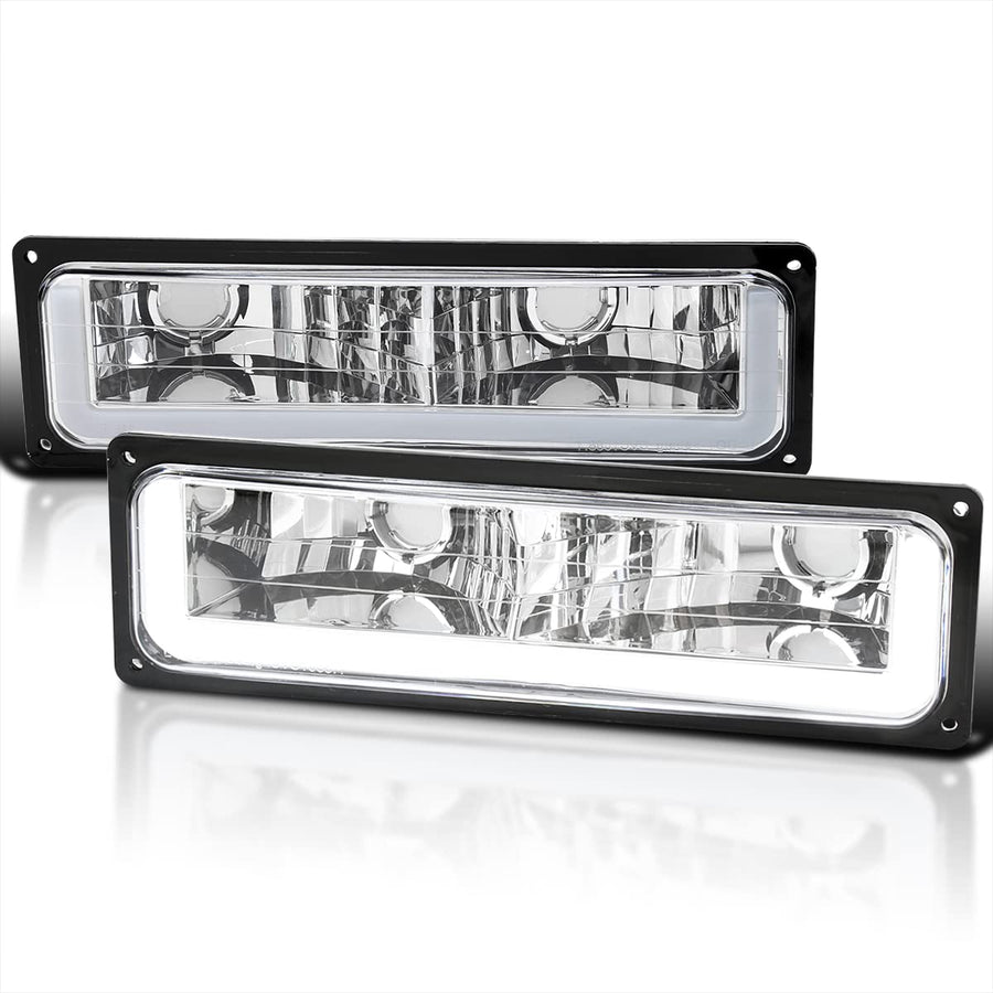 Chrome LED Bumper Lights SPEC-D TUNING Signal Lamps Compatible with 1988-1999 GMC C/K Chevy C10 1500 2500