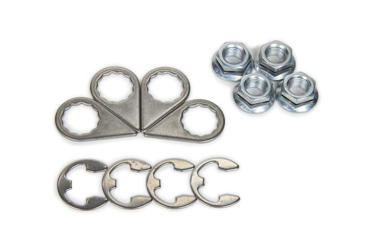 Stage 8 Fasteners Locking Nut, 3/8-24 in Thread, Hex Head, Locking Clip, Steel, Nickel Plated, Set of 4