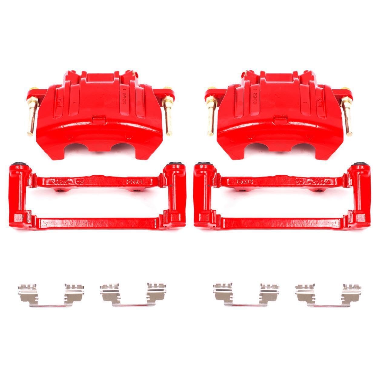 Power Stop Pair of High-Temp Red Powder Coated Front Calipers For Chrysler 300, Dodge Caliber, Dodge Challen, Dodge Charger, Dodge Charger, Dodge Magnum [Model Specific]