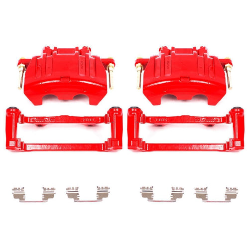 Power Stop Pair of High-Temp Red Powder Coated Front Calipers For Chrysler 300, Dodge Caliber, Dodge Challen, Dodge Charger, Dodge Charger, Dodge Magnum [Model Specific]