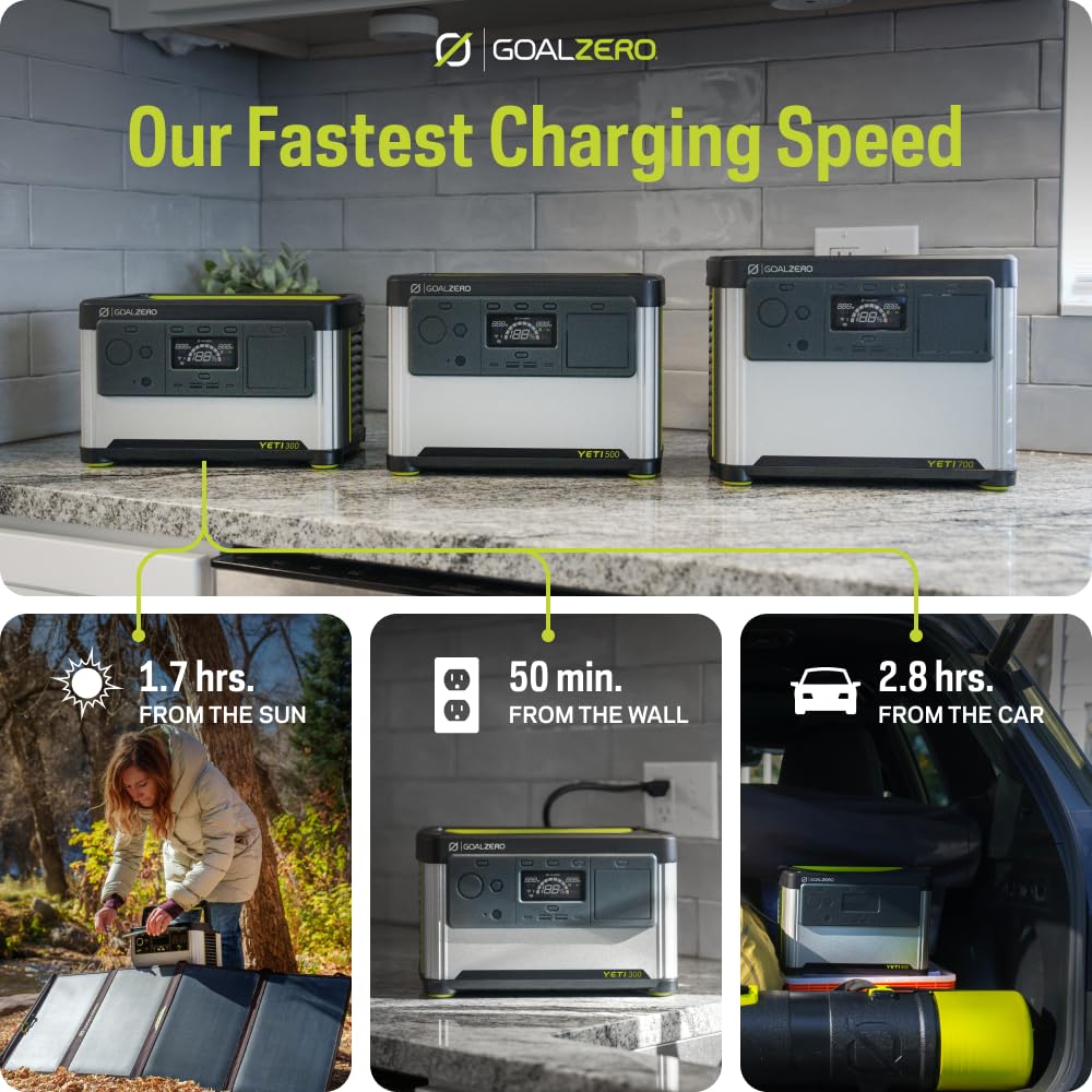 Goal Zero Yeti 300 Portable Power Station, 297 Watt Hour LiFePO4 Battery, Water resistant & Dustproof Solar Generator For Outdoors, Camping, Tailgating, & Home, Clean Renewable Off-Grid Power