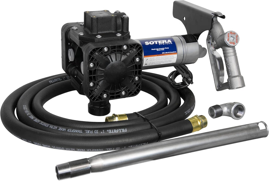 115V DC Oil Transfer Pump Sotera FR450B, Bung Mount with Suction Pipe - Double Diaphragms - Consistent Performance - Fluid-Compatible - Mobile - Multiple Configurations - Thermally-Protected Motor
