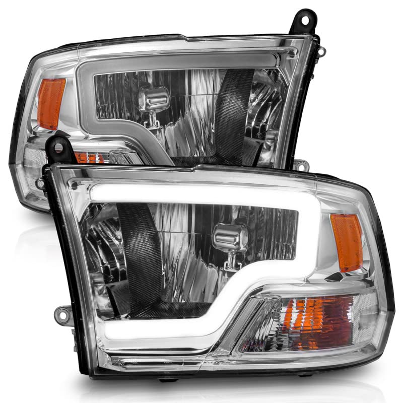 2009-2018 Ram ANZO 1500/2500/ 3500 Crystal Headlights w/Light Bar Chrome Housing