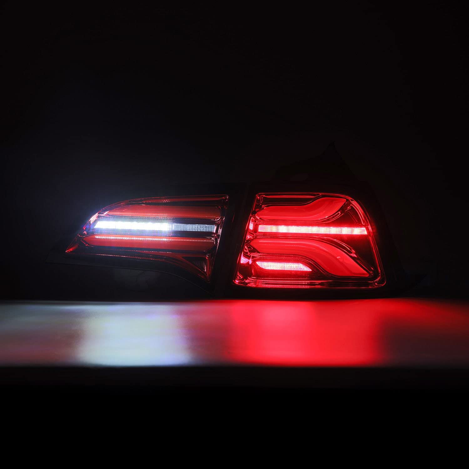 17-22 Tesla Model 3 AlphaRex PRO-Series LED Tail Lights Red Smoke w/Seq Sig