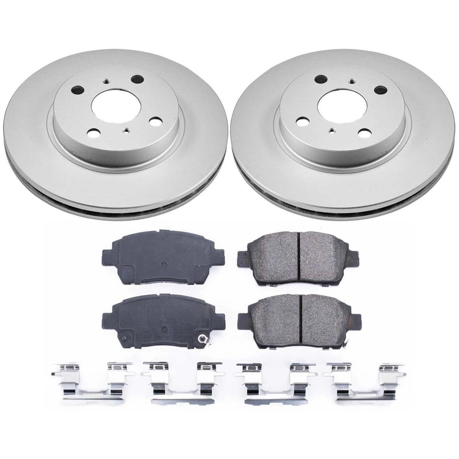 Power Stop CRK1153 Brake Rotor & Coated Ceramic Brake Pads- front For Toyota Prius 2001-2003 [Model Specific]