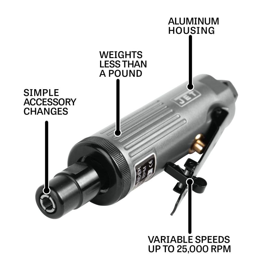 JET 1/4-Inch Aluminum Straight Die Grinder, 25000 RPM (Model JAT-413)