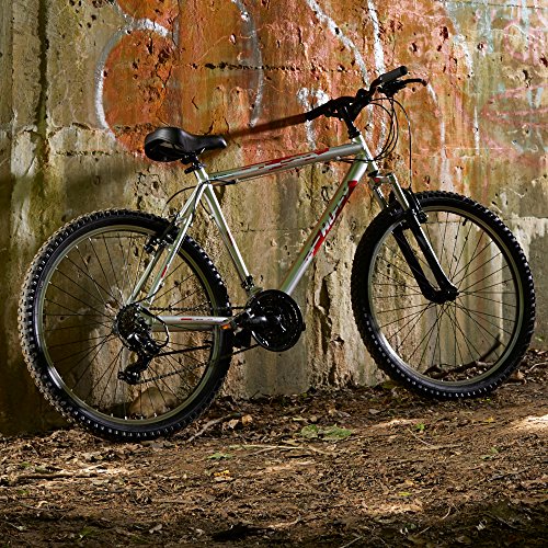 Huffy Mountain Hardtail Trail Bike 24 inch, 26 inch, 27.5 inch, 26 inch wheels/20 inch frame, Gloss Nickel