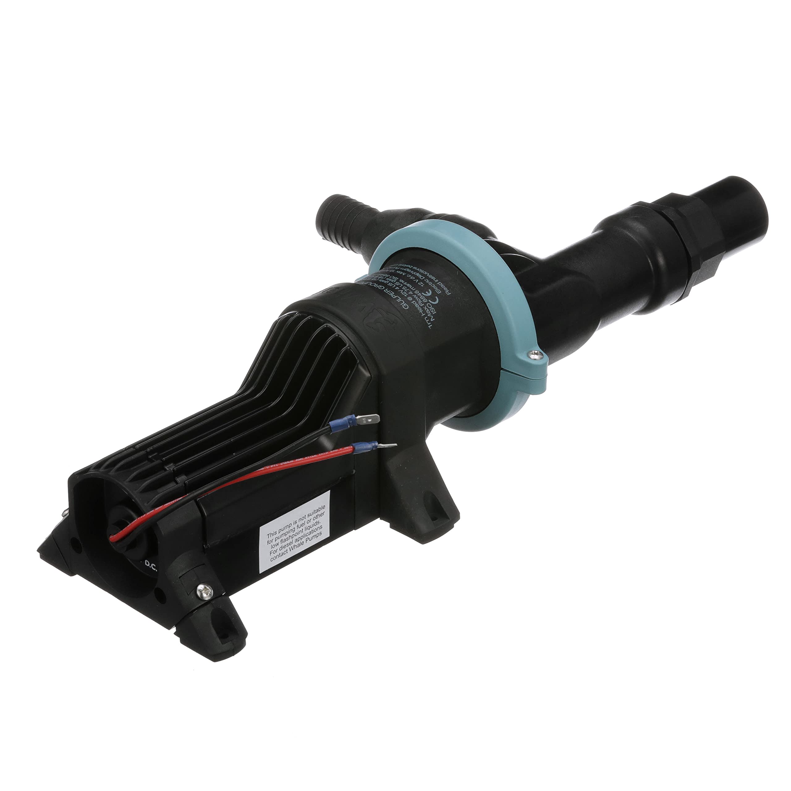 Whale BP4772 Mk 3 Gulper Grouper Fishbox Discharge Pump, Evacuation Pump for Fishbox, Livewell or Baitwell, 12V DC, 10 Amps, 1 Inch/1 ½ Inch Hose Connections, 4.22 GPM Flow Rate, Black/Blue, 12-volt