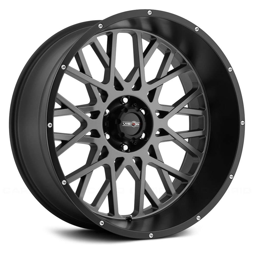 Rocker VISION 412 Anthracite w/Satin Black Lip & Chrome Bolts 18X9