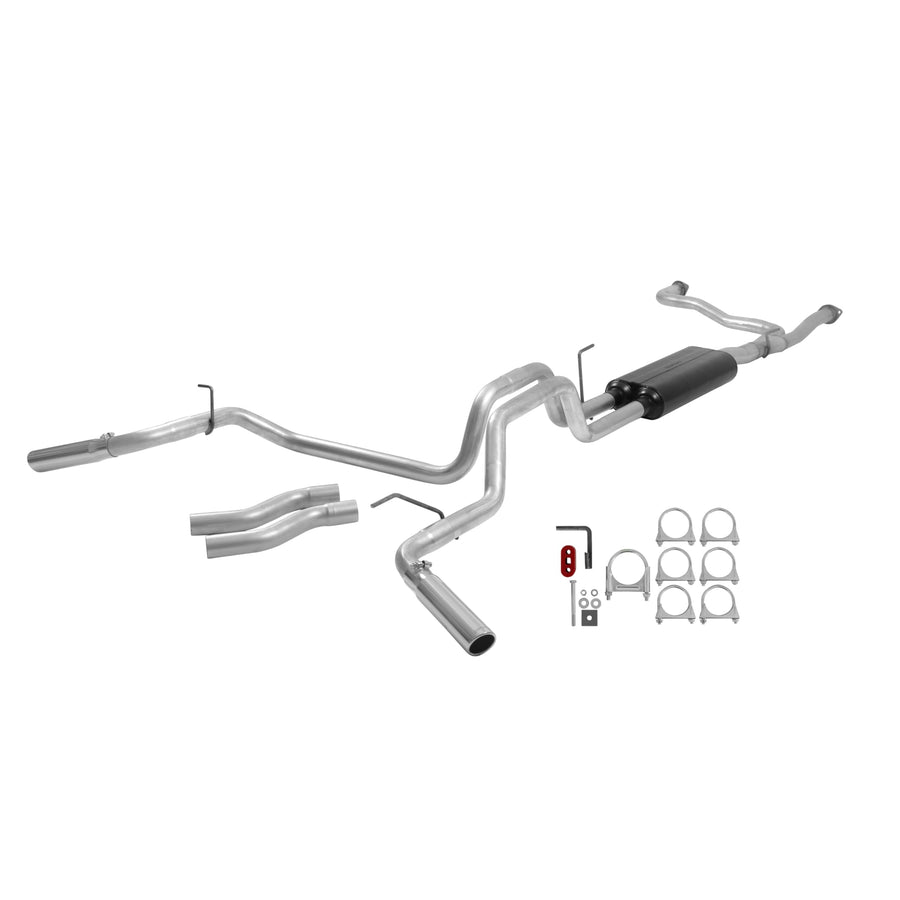 American Thunder Flowmaster 17406 Cat-Back Exhaust Kit 2.5 Inch Aluminized Steel 3 Inch Polished 304 Stainless Steel Tips Compatible with 2004-2015 Nissan Titan 5.6L