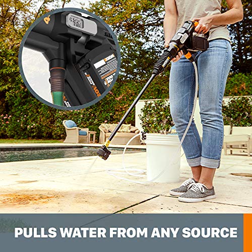 40V WORX Power Share Hydroshot Portable Power Cleaner 2X20V (Batteries & Charger Included) - WG644 Black/Orange