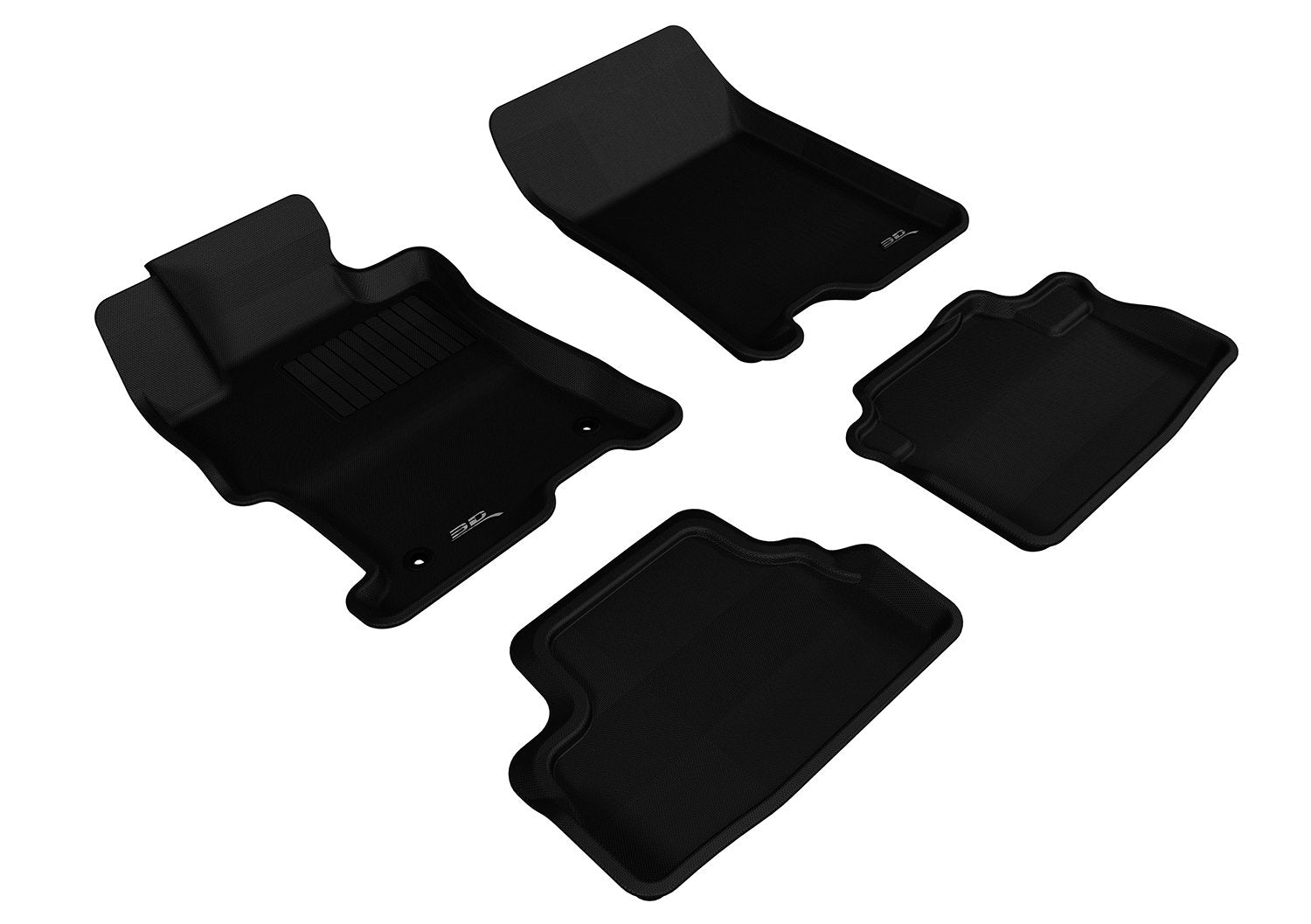 3D MAXpider KAGU Custom Fit Floor Mat (BLACK) for 2008-2012 HONDA ACCORD COUPE - 1ST ROW 2ND ROW