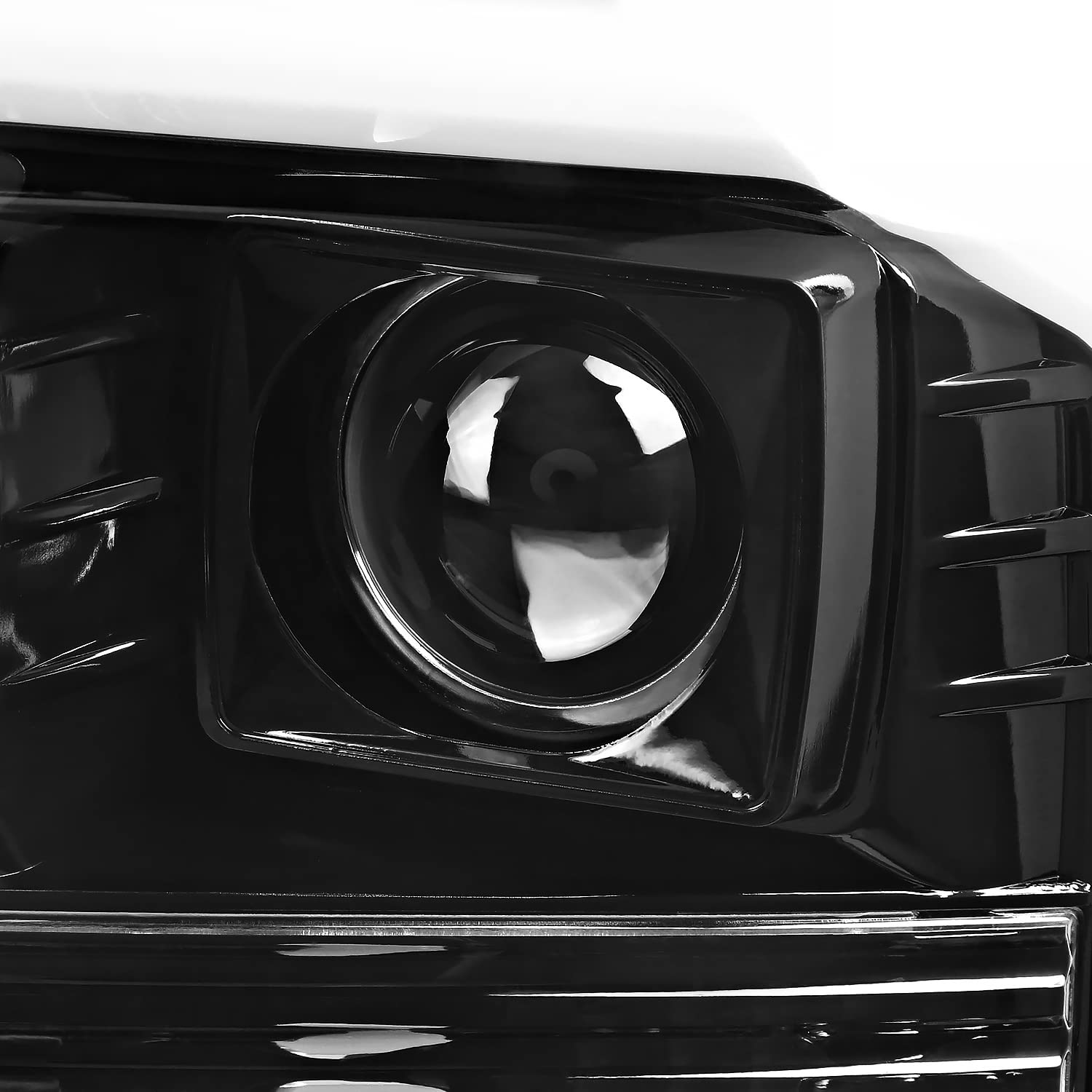 Jet Black SPEC-D TUNING Projector Headlights w/LED Tube Compatible with 1999-2004 Ford F-250, F-350, F-450 SuperDuty, Left + Right Pair Headlamps Assembly