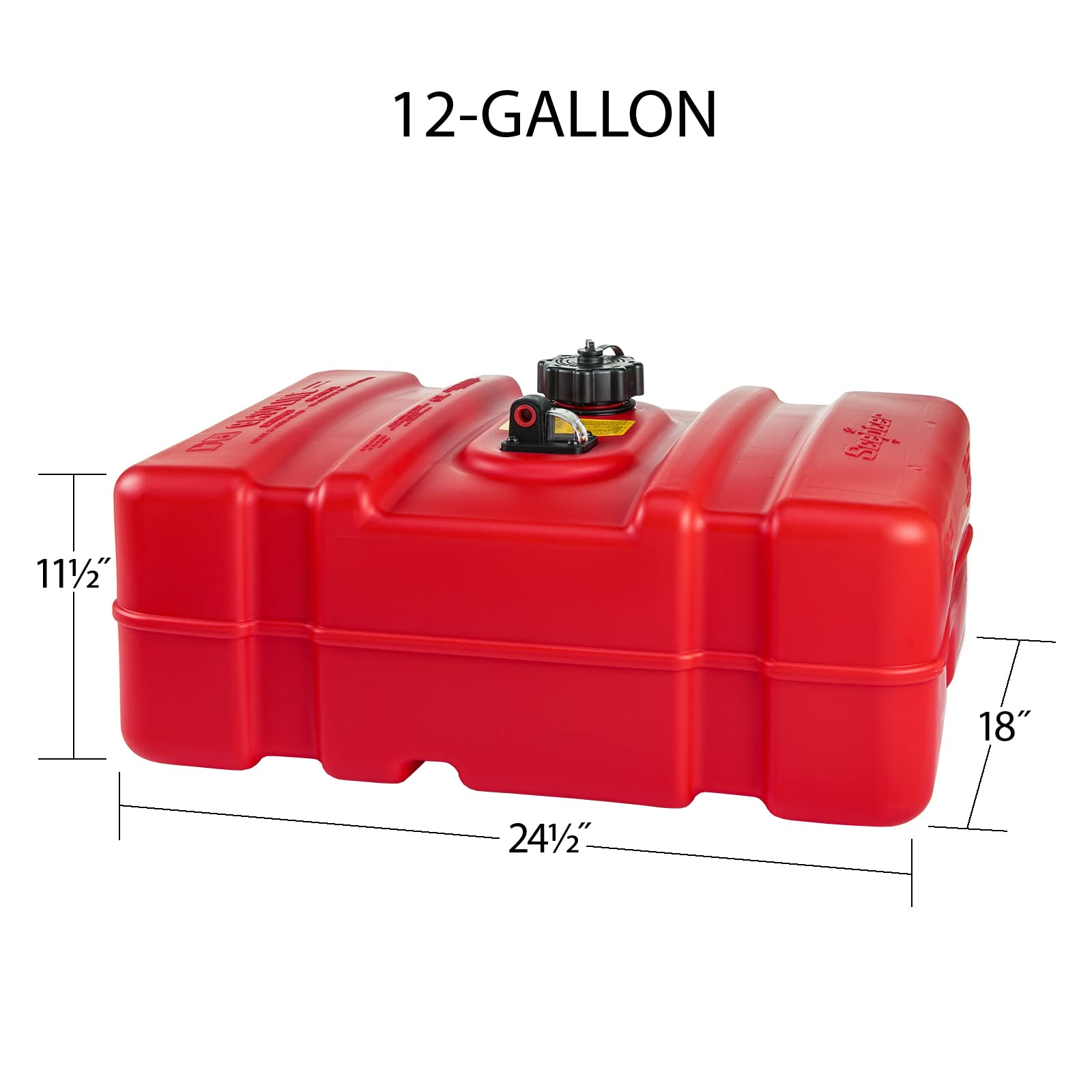 12 Gallon Scepter 08669 Rectangular Low Profile Marine Fuel Tank For Outboard Engine Boats, 24.5" x 18" x 11.5", Red