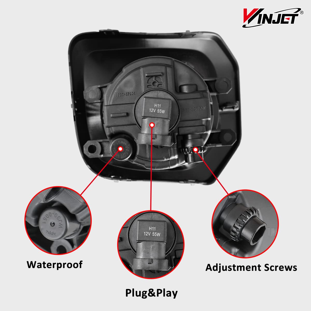 OEM Series Winjet for [2016 2017 2018 2019 2020 2021 2022 2023 Toyota Tacoma] Driving Fog Lights + Switch + Wiring Kit Clear Lens