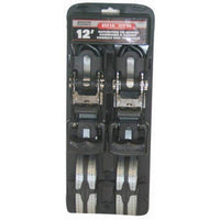 1-1/4" x 12' Rubber Handle Ratcheting Tie-Down Strap, Erickson 34412 (Pack of 2)
