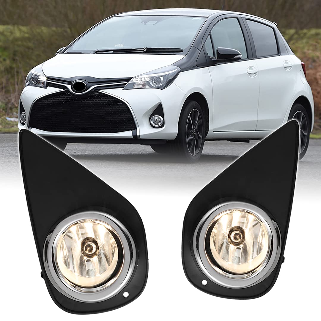 Fog Lights Winjet Compatible with [2015 2016 2017 Toyota Yaris] + Switch + Wiring Kit Driving