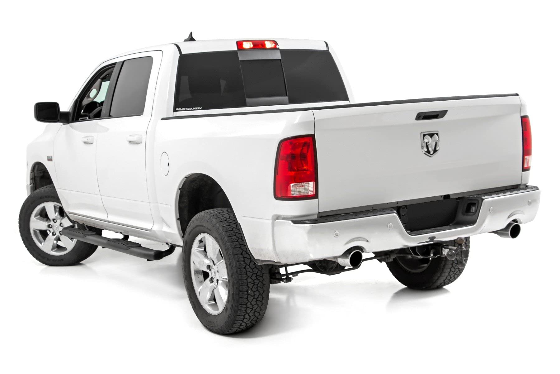 Rough Country Nerf Steps Oval for Ram 1500/2500/3500 (2010-2025) Crew Cab - OEM Style Rails with Built-in Side Steps