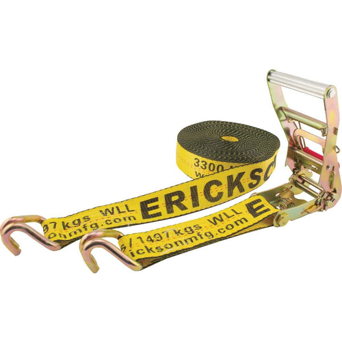 2" x 30' 10,000 lb Long Handle Ratchet Dbl J Hks w/Bonus Web Clamp, Bulk Erickson Manufacturing (58510)