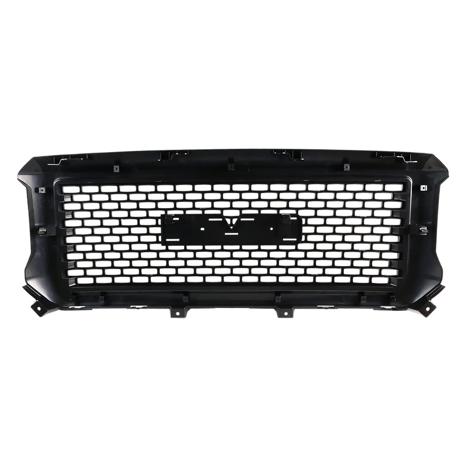 Denali Style Spec-D Tuning Polished Black Front Bumper Mesh Hood Grille Compatible with 2014-2015 GMC Sierra 1500
