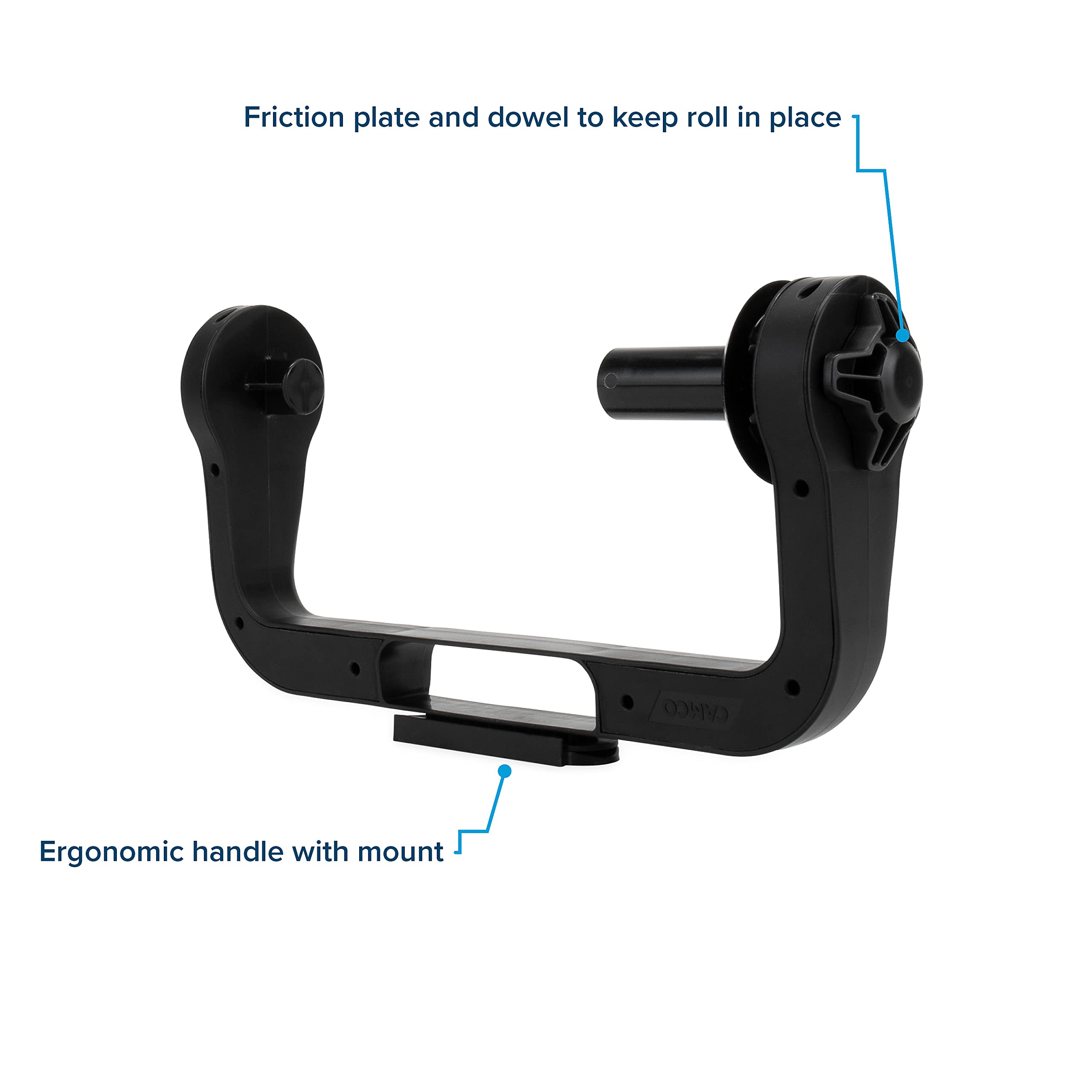 Paper Towel Holder Camco | Ideal for Compact Areas | Features Mountable Design and Adjustable Side Knob | Black (57115)