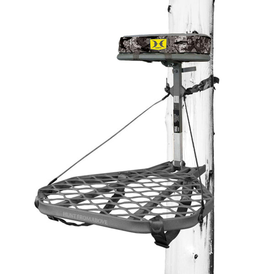 Hawk Tree Hang-On Stands – Durable, Comfortable Deer Hunting Platforms with Safety Harness Systems, Grey Finish, XL