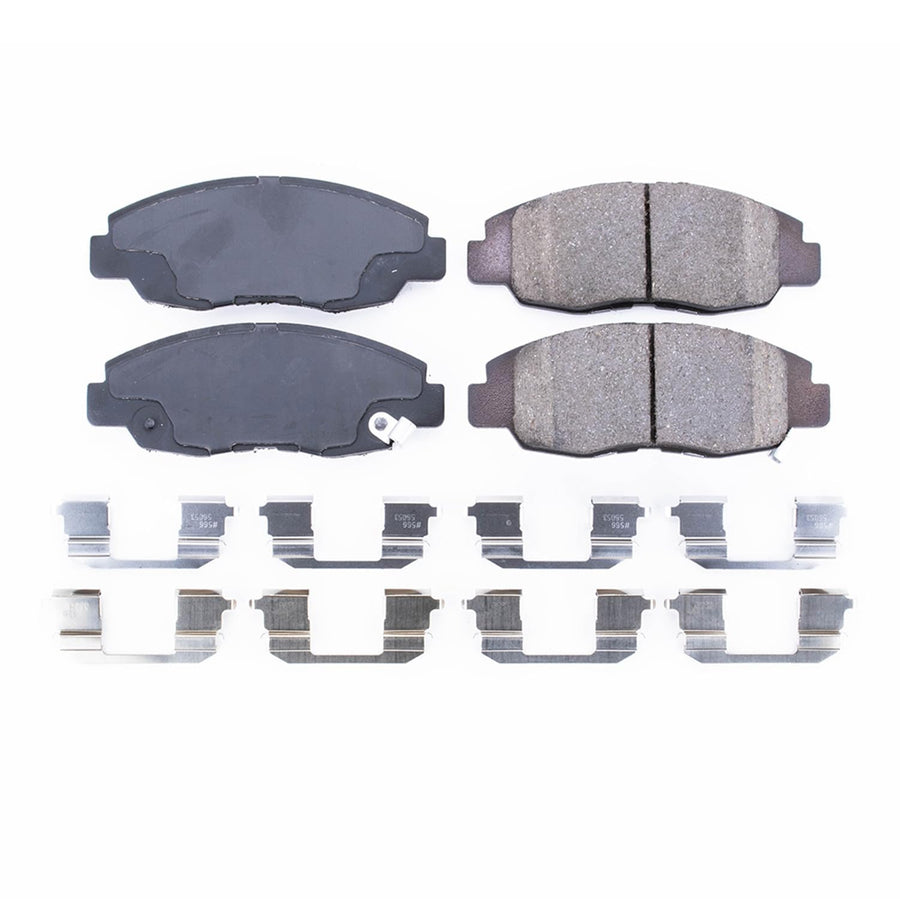 Power Stop Front Brake Kit For Acura CL 1997-99 |Honda Accord 1990-02 |Civic 1996-11 |EL 1998-05 |Insight 2010-14 - Ceramic Brake Pads With Installation Hardware, 17-465