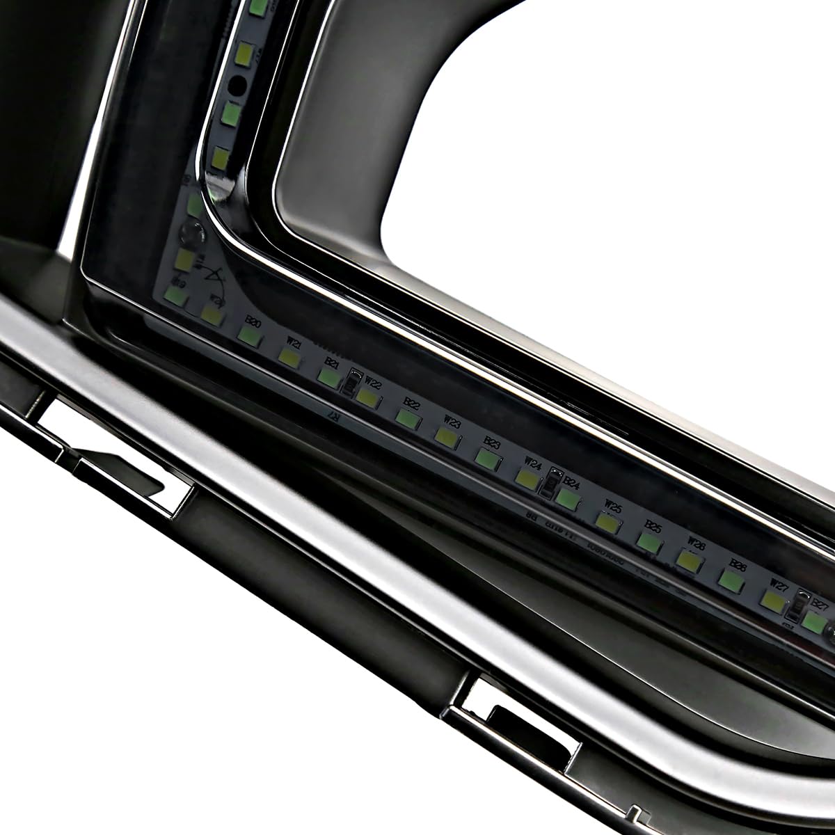 Shark Style Grille Spec-D Tuning w/3D Smoke LED DRL Strip Compatible with 2018-2023 Ford Mustang