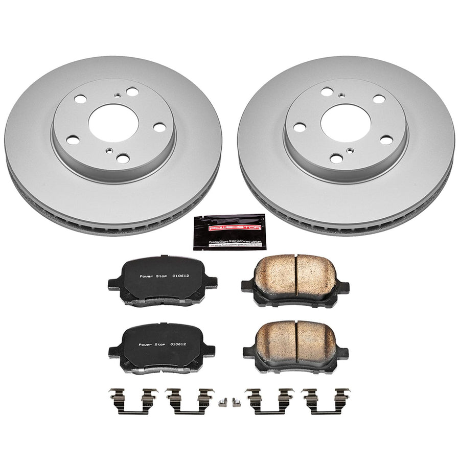 Brake Kit PowerStop For ES300 1997-2001, Avalon 1998-2004, Camry 1997-2001, Solara 1999-2003 [Model Specific] - Front Coated Disc Rotors & Ceramic Brake Pads Replacement, CRK1058