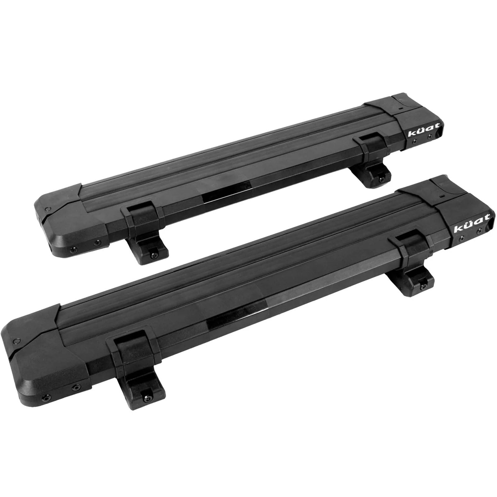 KUAT Switch Universal Sturdy Car Rooftop Crossbars Mounted Winter Sports Gear Clamshell Flip Down Quick Release Ski and Snowboarding Rack with Integrated Locks, Black, Switch 4-4 Skis