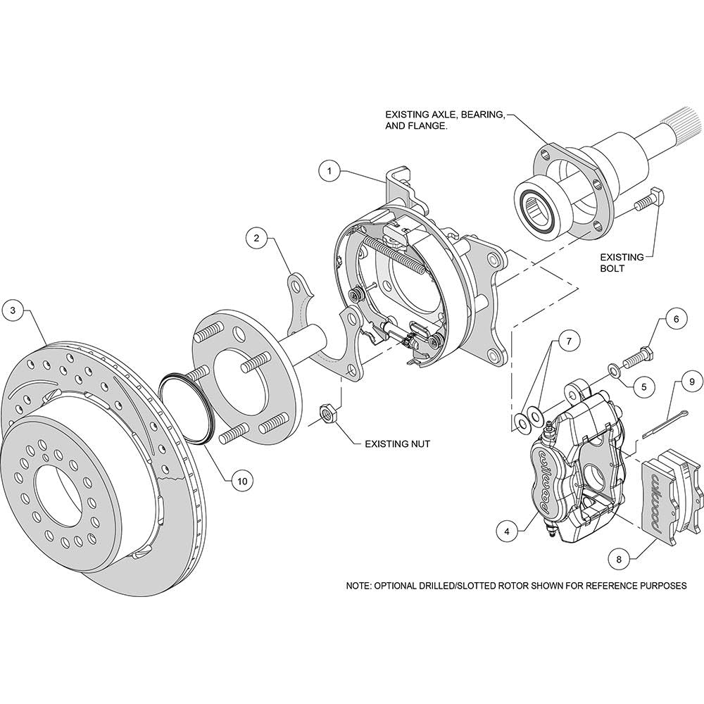 WILWOOD 140-7143-R Park Brake Kit FDL P/S, Red Small Ford 2.66" Offset
