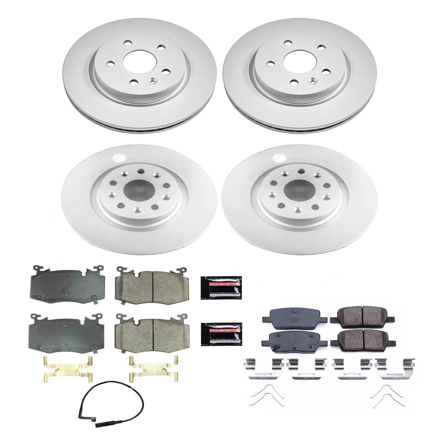Power Stop Z17 Coated Rotor Kit CRK8341 Front and Rear, Ceramic Brake Pads For Cadillac CT6 2019 [Model Specific]