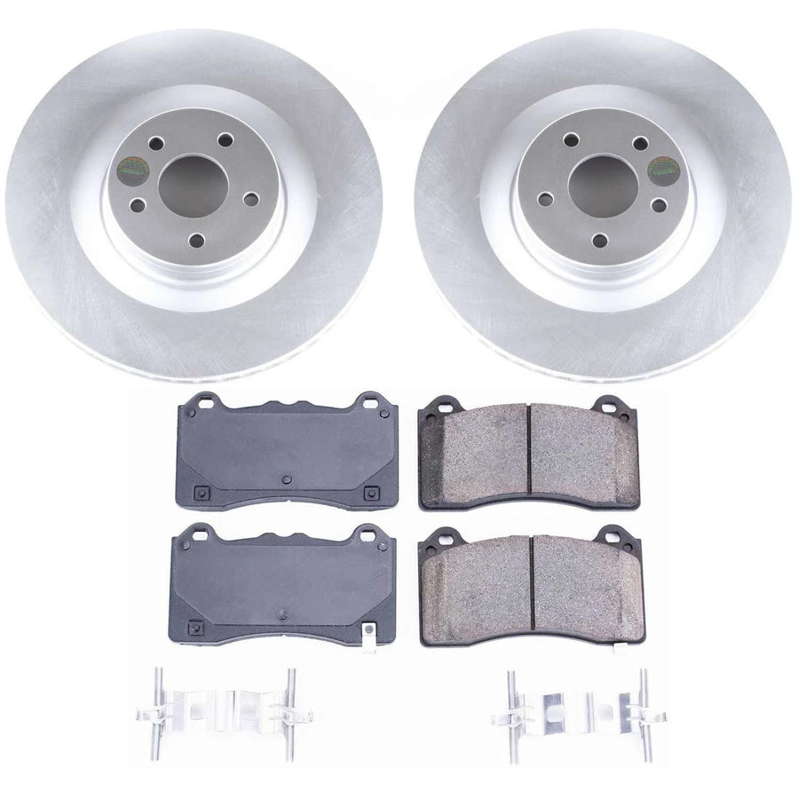 Coated Brake Rotor and Ceramic Brake Pads Power Stop CRK7318- Front For Ford Focus 2016-2018 [Model Specific]