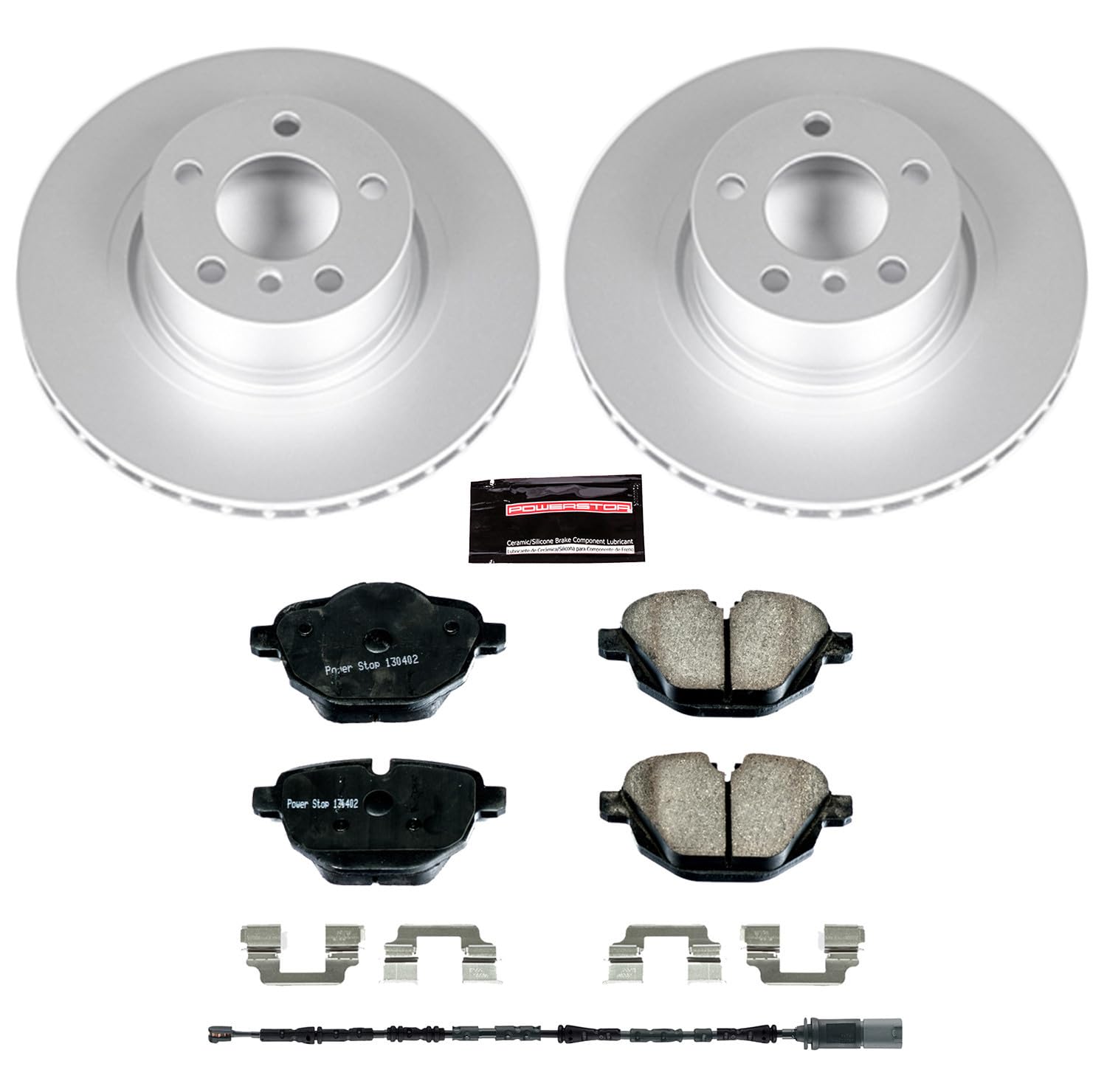 Power Stop CRK6040 Z23 Evolution Geomet Coated Brake Kit Rear and 1 Rear Sensor Wire For BMW X3 2011-2017, BMW X4 2015-2018 [Model Specific]