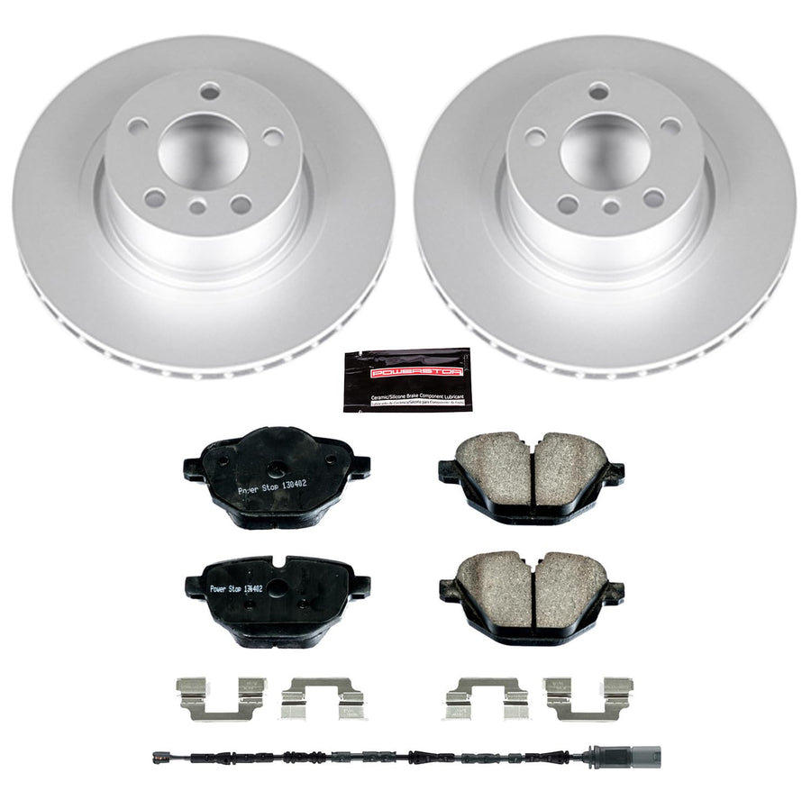Power Stop CRK6040 Z23 Evolution Geomet Coated Brake Kit Rear and 1 Rear Sensor Wire For BMW X3 2011-2017, BMW X4 2015-2018 [Model Specific]