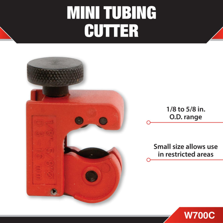 Mini Tubing Cutter Performance Tool W700C - 1/8 to 5/8-Inch O.D. Range, Small and Compact for Use in Restricted Areas