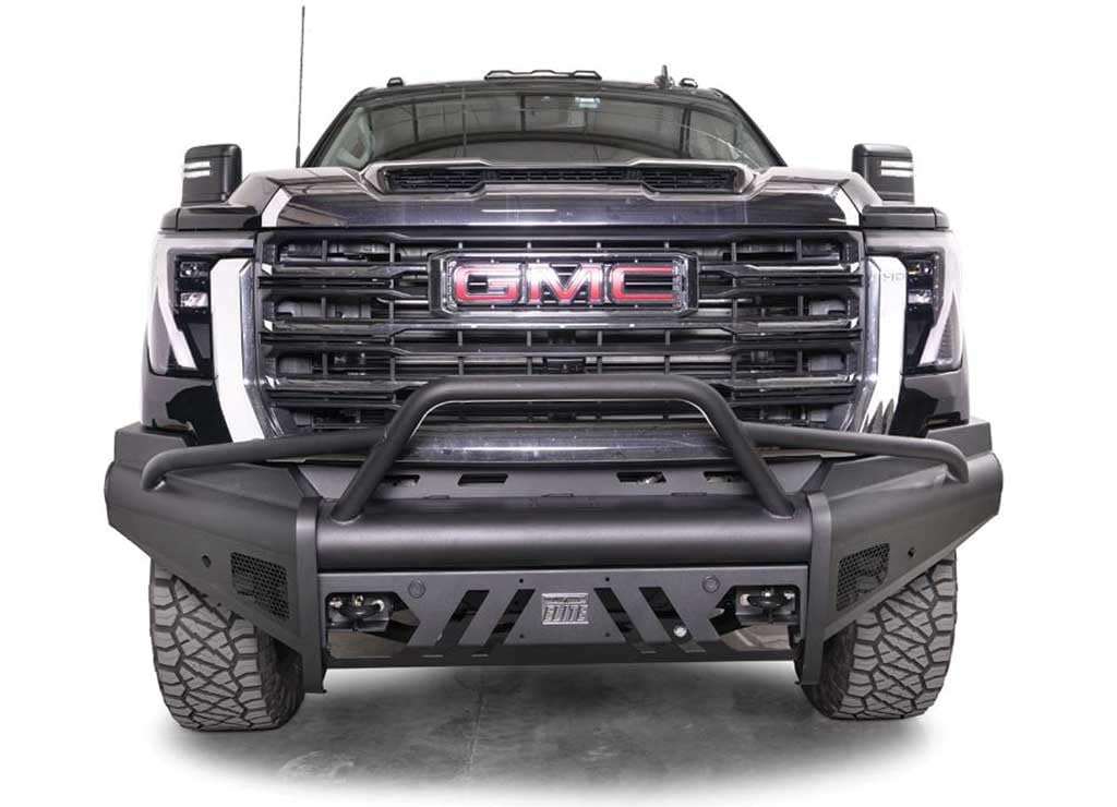 Fab Fours Elite Black Steel Front Bumper for GMC 2500/3500