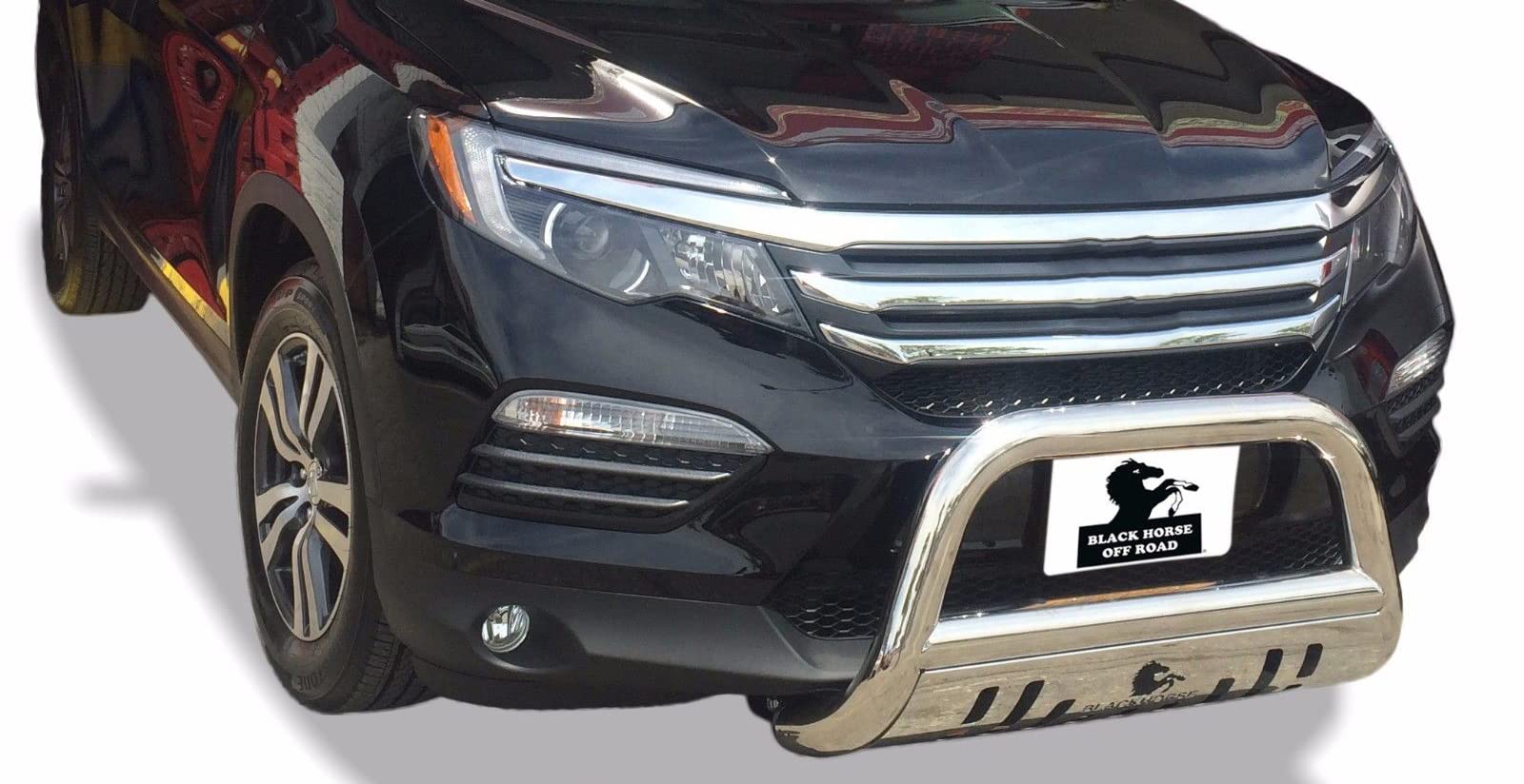 Bull Bar Black Horse Off Road Skid Plate Stainless Steel Compatible with 2014-2020 AcuraMDX|2018-2020 Honda Odyssey|2017-2022 Honda Passport|2016-2022 Honda Pilot|2017-2023 Honda Ridgeline-BB158107-SP