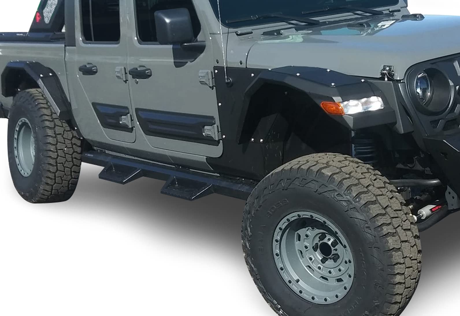 Heavy Duty Black Impact Drop Side Steps Compatible with 2020-2023 Jeep Gladiator-IM-JEGL