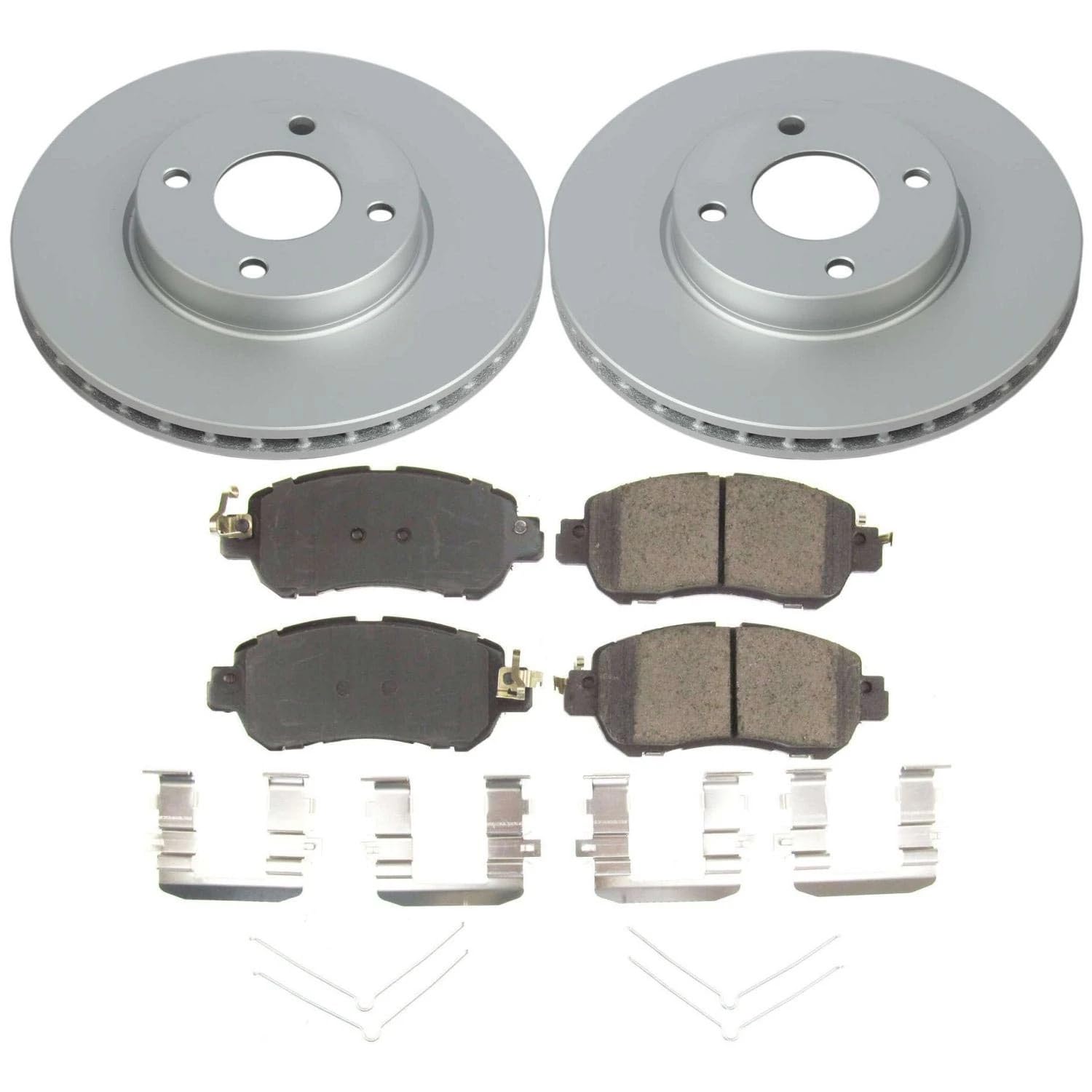 Z17 Power Stop CRK8326 Front Coated Rotor Kit-Coated Brake Rotors, Ceramic Brake Pads For Nissan Kicks 2018-2022, Nissan Versa 2020-2022 [Model Specific]