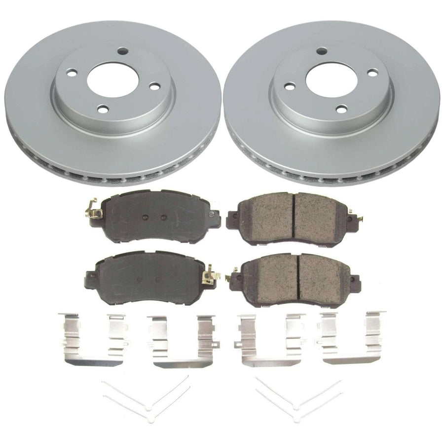 Z17 Power Stop CRK8326 Front Coated Rotor Kit-Coated Brake Rotors, Ceramic Brake Pads For Nissan Kicks 2018-2022, Nissan Versa 2020-2022 [Model Specific]