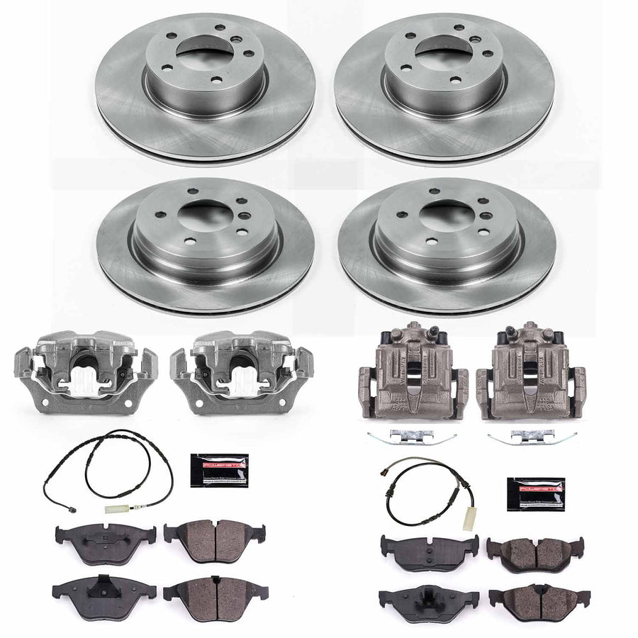 Power Stop KCOE7024 Front & Rear Autospecialty Caliper Brake Kit- Brake Rotors, Ceramic Brake Pads and Brake Calipers For BMW X1 2013-2015 [Model Specific]