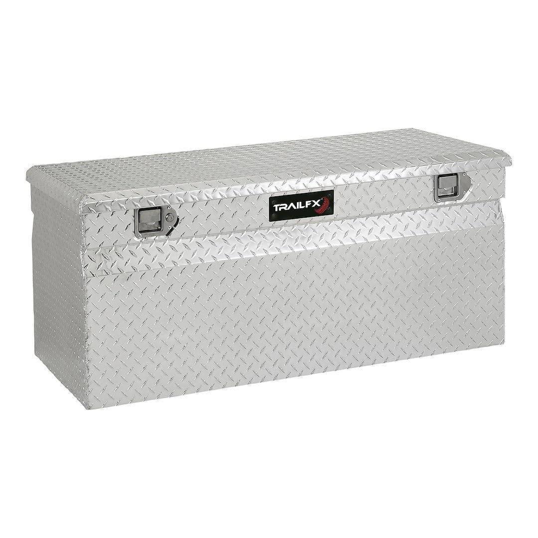 Tool Box Trailfx Single Lid Chest with Struts, Polished 16-Gauge Diamond Tread Aluminum 13.3 Cubic Foot Capacity 48 Inch Length x 24 Inch Width x 20 Inch Height Bright Finish 151481