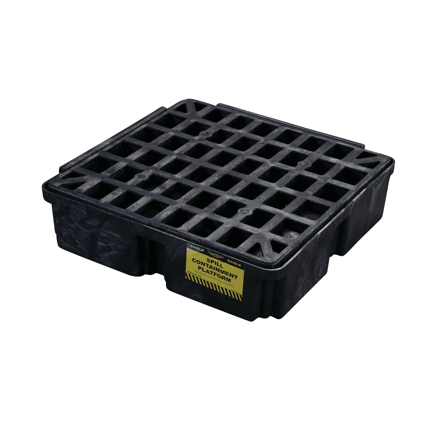 Eagle One Modular Drum Spill Platform, 26.25"x26"x6.5", 15 Gallon Sump, 2,000 lbs. Load Capacity Containment Tray, Made in USA, Black, 1633B