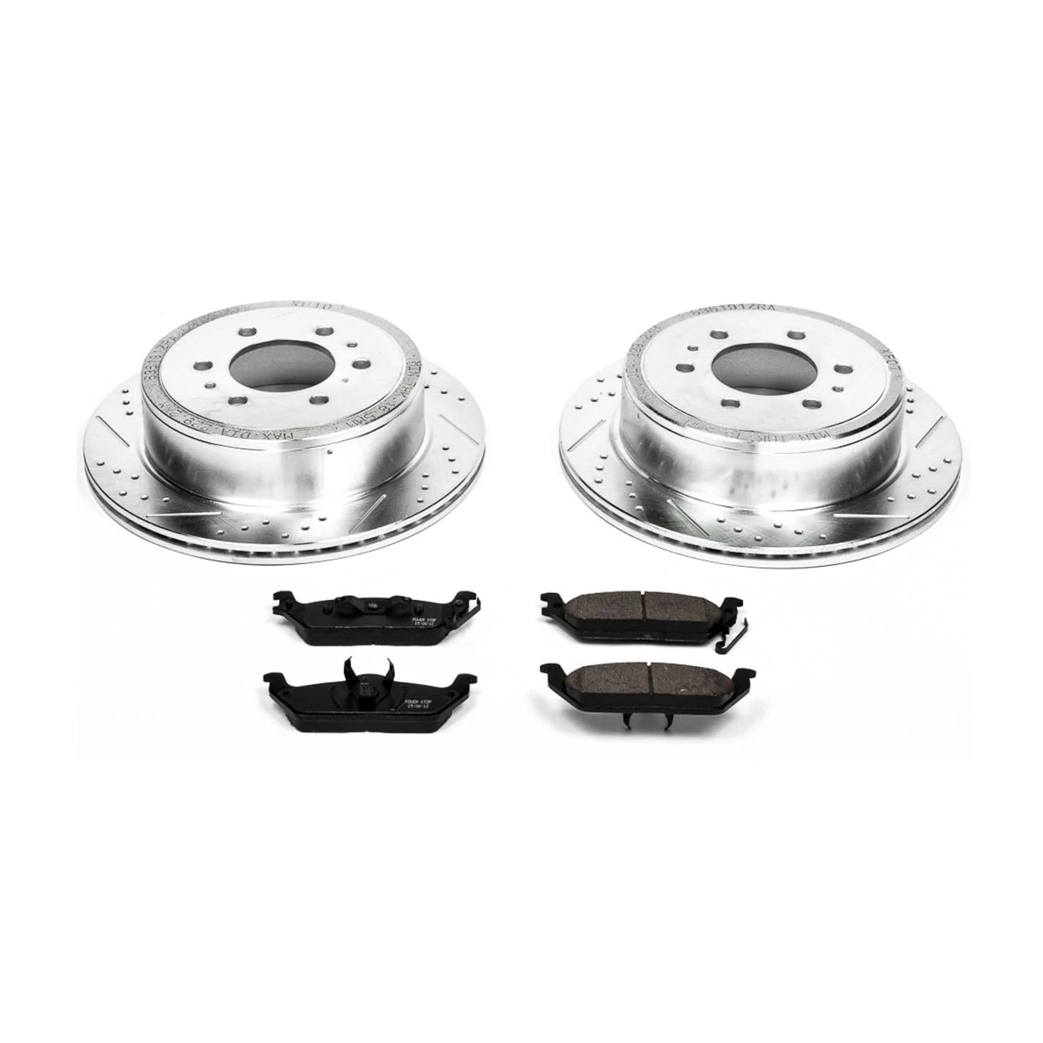 Power Stop K1950 Z23 Carbon-Fiber Ceramic Brake Pads and Drilled Slotted Rotors Brake Kit For 2004 2005 2006 2007 2008 2009 2010 2011 Ford F-150 Harley and 6 Lug | 2006-2008 Lincoln Mark LT